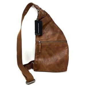 Spikes & and Sparrow Leather Sling Bag One Shoulder Backpack Brandy Brown NWT